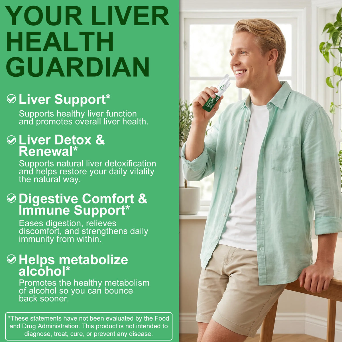 Liver Detox Shot – 5-in-1 Liver Support Dietary Supplement, Orange Flavor, 30 Packets